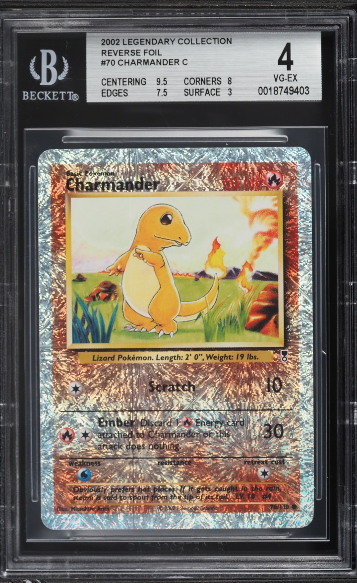2002 Pokemon Legendary Collection Reverse Holo Charmander #70 BGS 4 VGEX