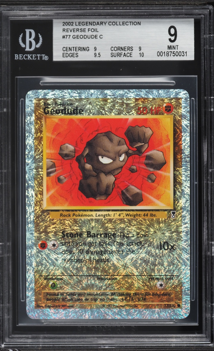 2002 Pokemon Legendary Collection Reverse Holo Geodude #77 BGS 9 MINT