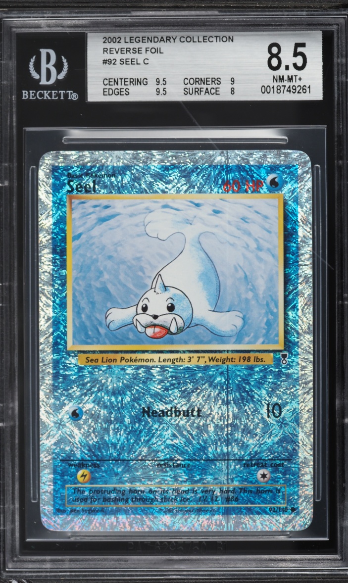 2002 Pokemon Legendary Collection Reverse Holo Seel #92 BGS 8.5 NM-MT+
