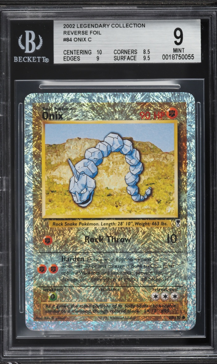 2002 Pokemon Legendary Collection Reverse Holo Onix #84 BGS 9 MINT