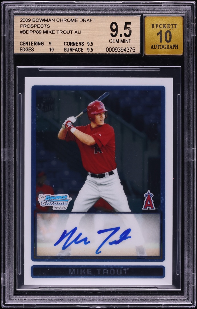 2009 Bowman Chrome Draft Mike Trout PROSPECT AUTO #BDPP89 BGS 9.5 GEM MINT
