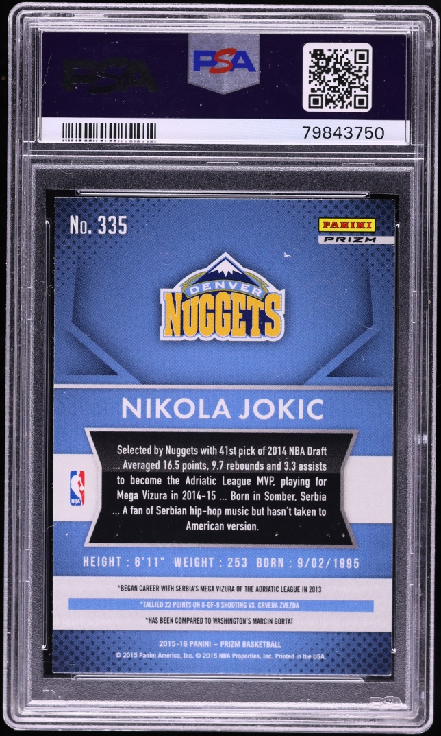 2015 Panini Prizm Green Nikola Jokic ROOKIE #335 PSA 9 MINT