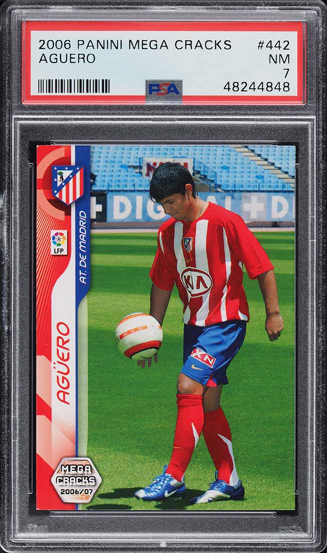 2006 Panini Mega Cracks Sergio Aguero ROOKIE #442 PSA 7 NRMT