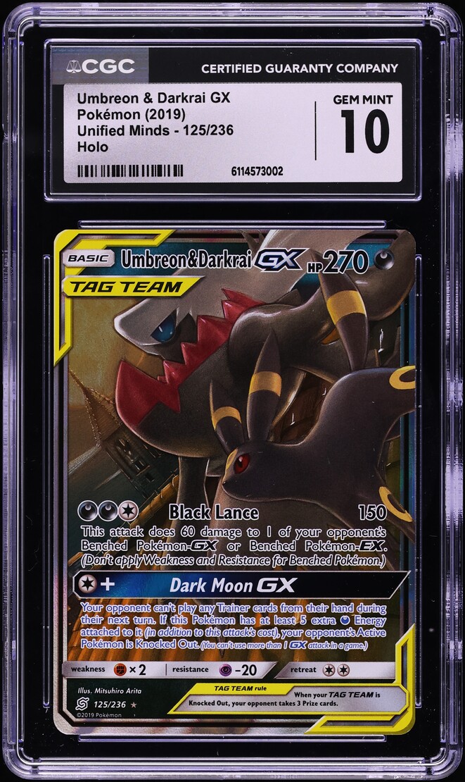2019 Pokemon Sun & Moon Unified Minds Umbreon & Darkrai GX #125 CGC 10 GEM MINT