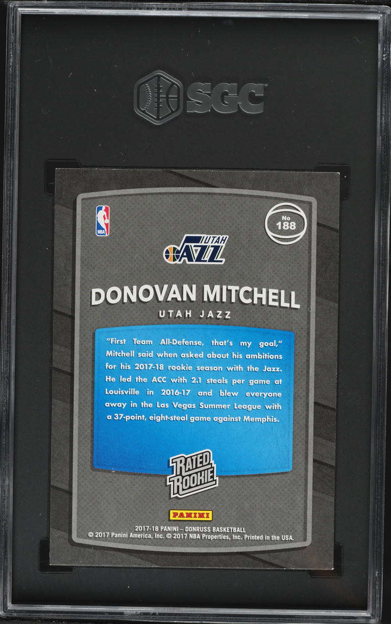 2017 Donruss Basketball Donovan Mitchell ROOKIE #188 SGC 9 MINT