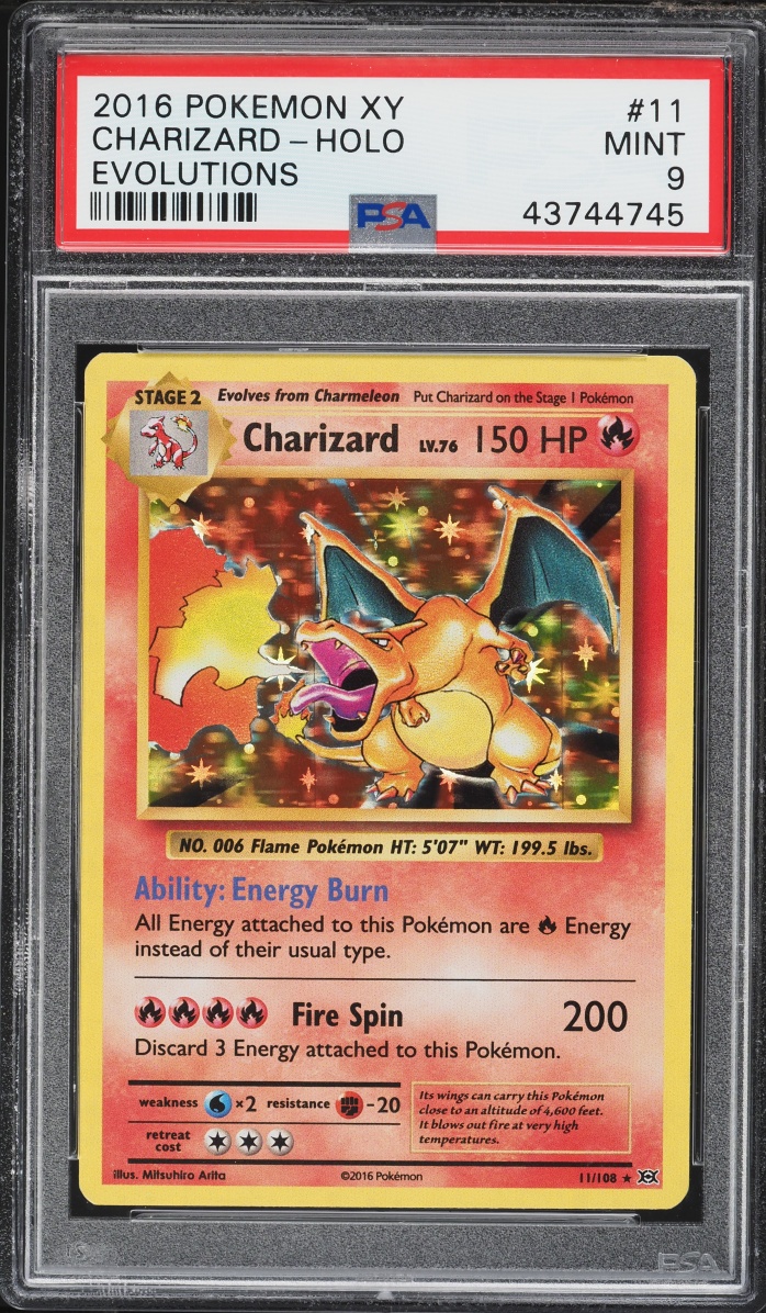 2016 Pokemon XY Evolutions Holo Charizard #11 PSA 9 MINT