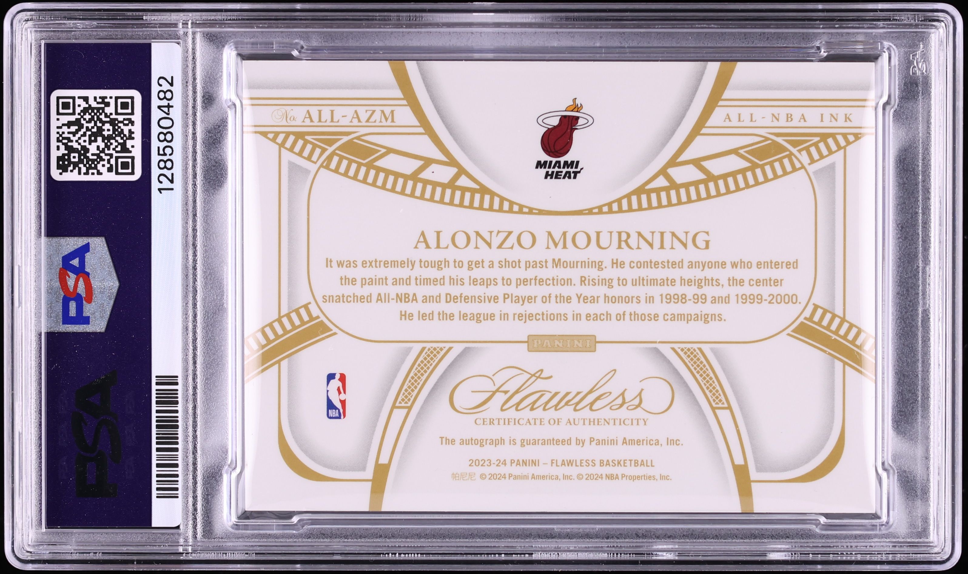 2023 Panini Flawless All-NBA Ink Alonzo Mourning AUTO /25 #ALL-AZM