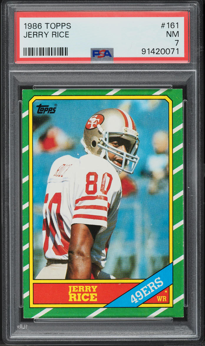 1986 Topps Football Jerry Rice ROOKIE #161 PSA 7 NRMT on Fanatics Collect