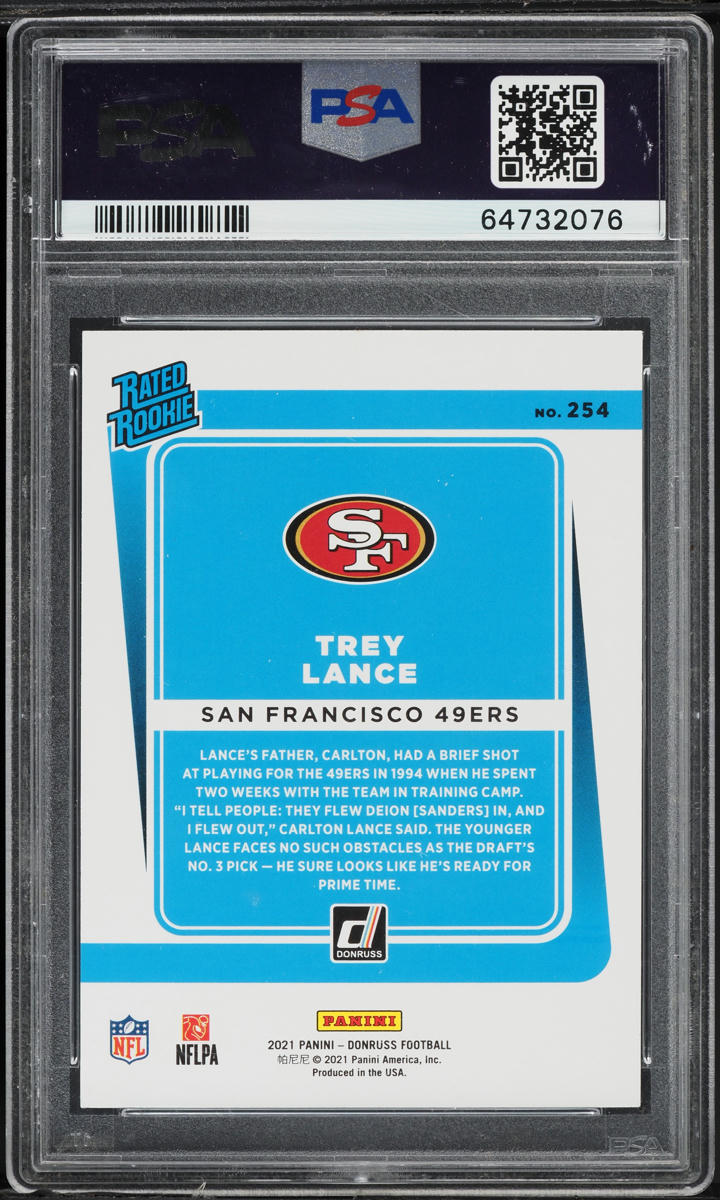 2021 Donruss Press Proof Blue Trey Lance ROOKIE #254 PSA 8 NM-MT