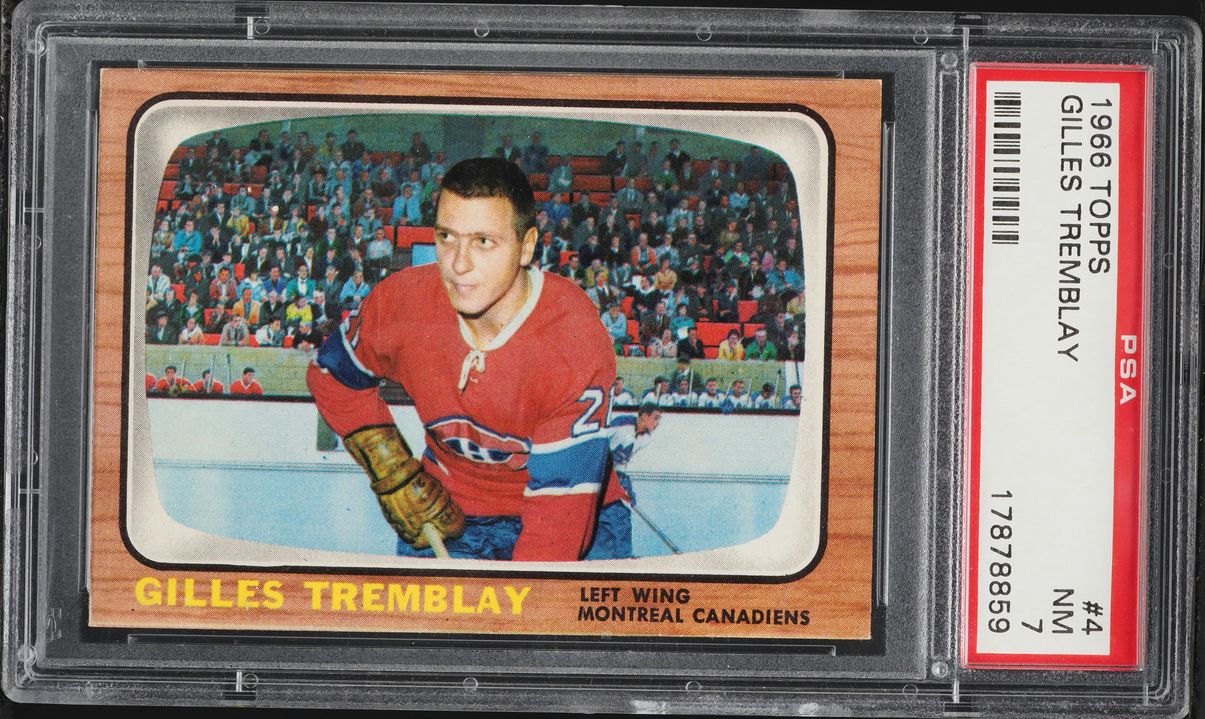 1966 Topps Hockey Gilles Tremblay #4 PSA 7 NRMT