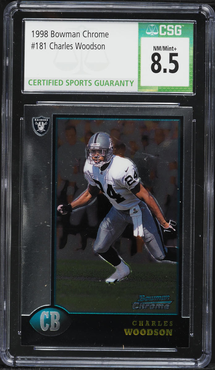 1998 Bowman Chrome Charles Woodson ROOKIE #181 CSG 8.5 NM-MT+