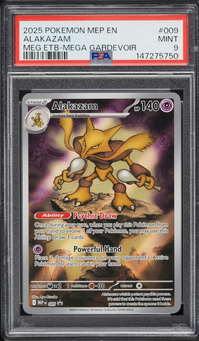2025 Pokemon Mega Evolution Promo ETB Mega Gardevoir Full Art Alakazam #9 PSA 9 MINT