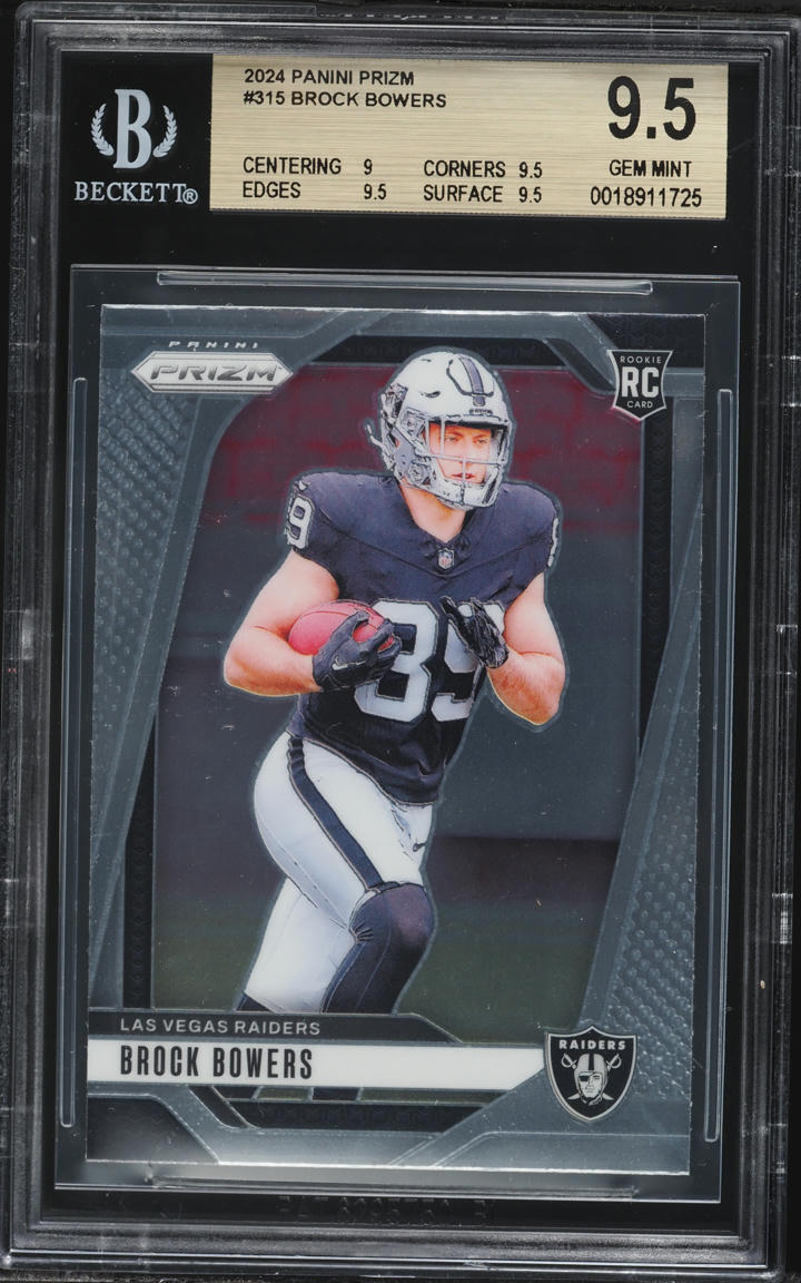 2024 Panini Prizm Brock Bowers ROOKIE #315 BGS 9.5 GEM MINT