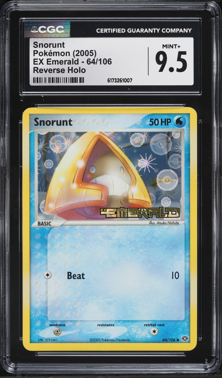 2005 Pokemon EX Emerald Reverse Holo Snorunt #64 CGC 9.5 MINT+