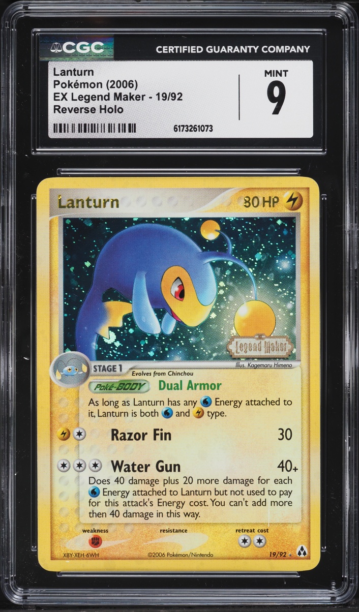 2006 Pokemon EX Legend Maker Reverse Holo Lanturn #19 CGC 9 MINT