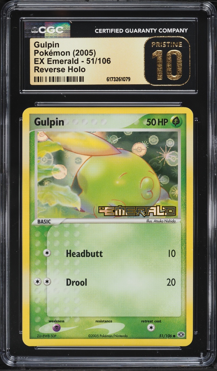 2005 Pokemon EX Emerald Reverse Holo Gulpin #51 CGC 10 PRISTINE