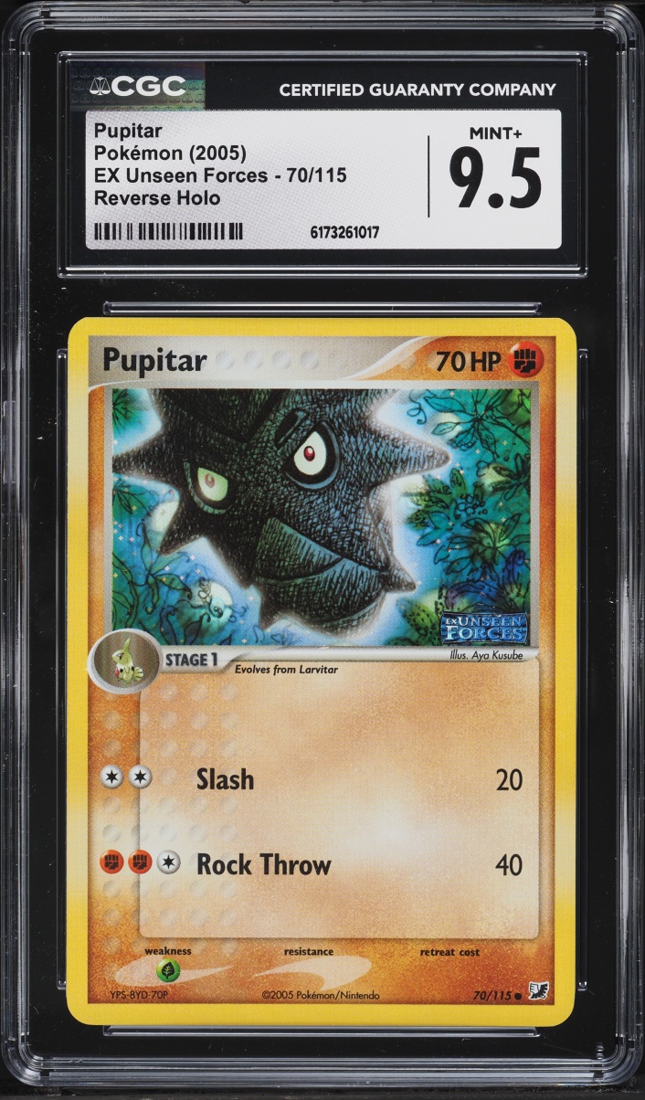 2005 Pokemon EX Unseen Forces Reverse Holo Pupitar #70 CGC 9.5 MINT+