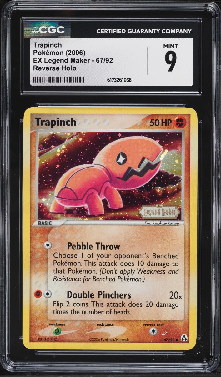 2006 Pokemon EX Legend Maker Reverse Holo Trapinch #67 CGC 9 MINT