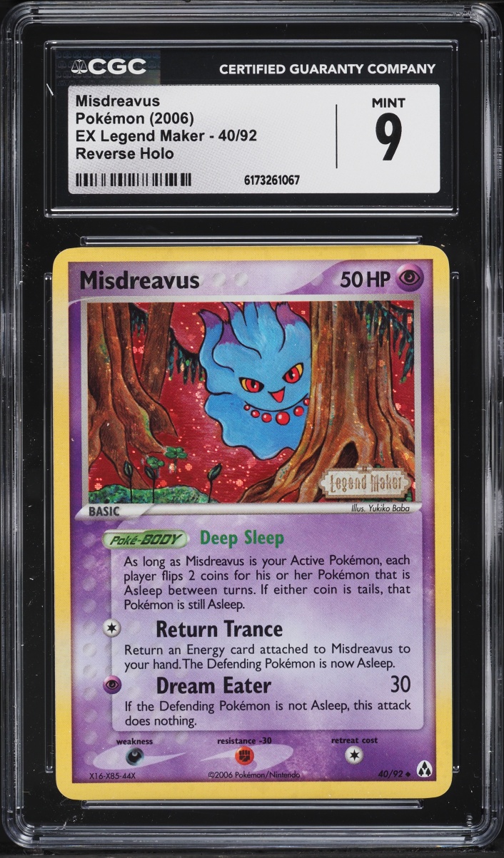 2006 Pokemon EX Legend Maker Reverse Holo Misdreavus #40 CGC 9 MINT