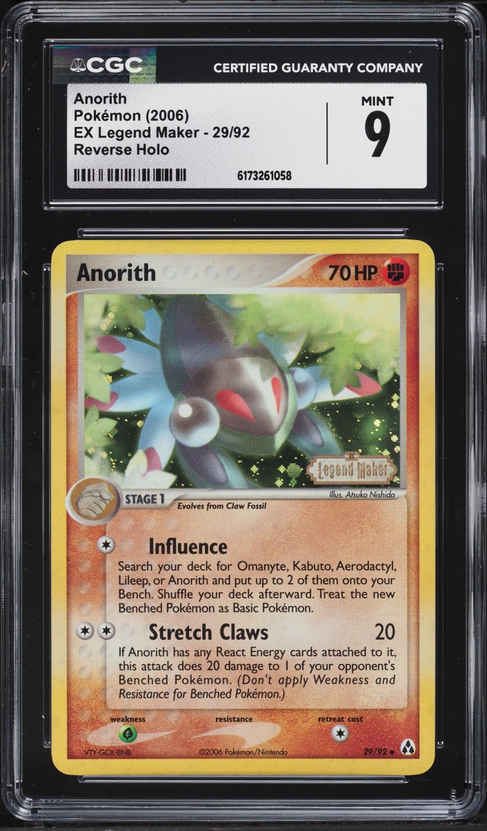 2006 Pokemon EX Legend Maker Reverse Holo Anorith #29 CGC 9 MINT