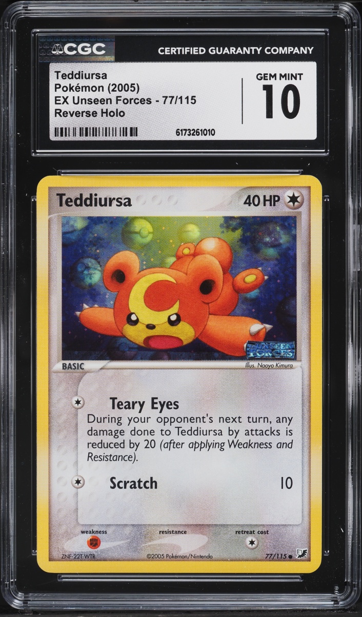 2005 Pokemon EX Unseen Forces Reverse Holo Teddiursa #77 CGC 10 GEM MINT