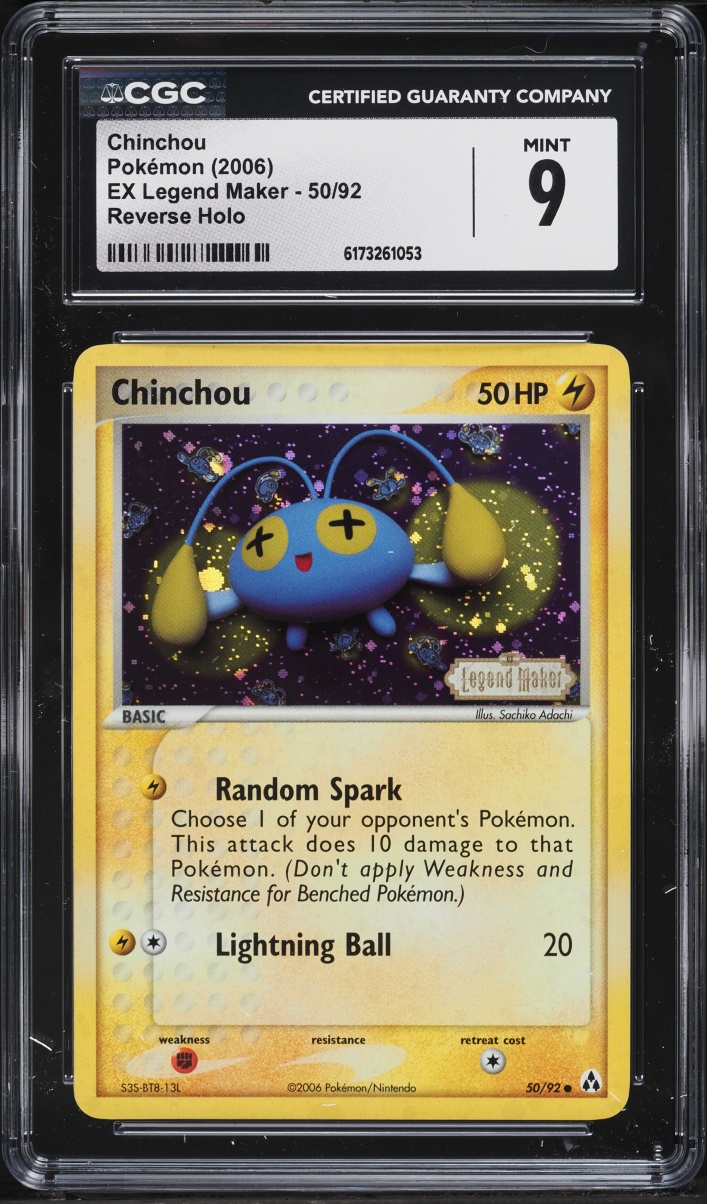 2006 Pokemon EX Legend Maker Reverse Holo Chinchou #50 CGC 9 MINT