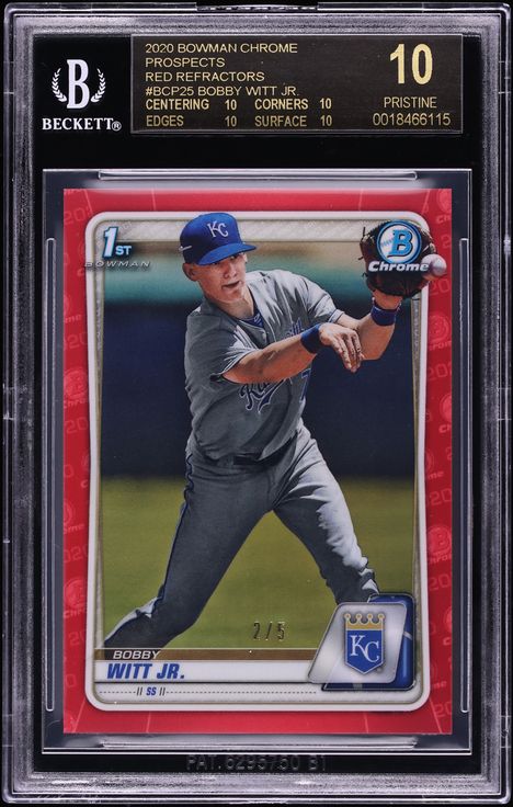 2020 Bowman Chrome Red Ref. Bobby Witt Jr. PROSPECT /5 #BCP-25 BGS 10 PRISTINE, BLACK LABEL