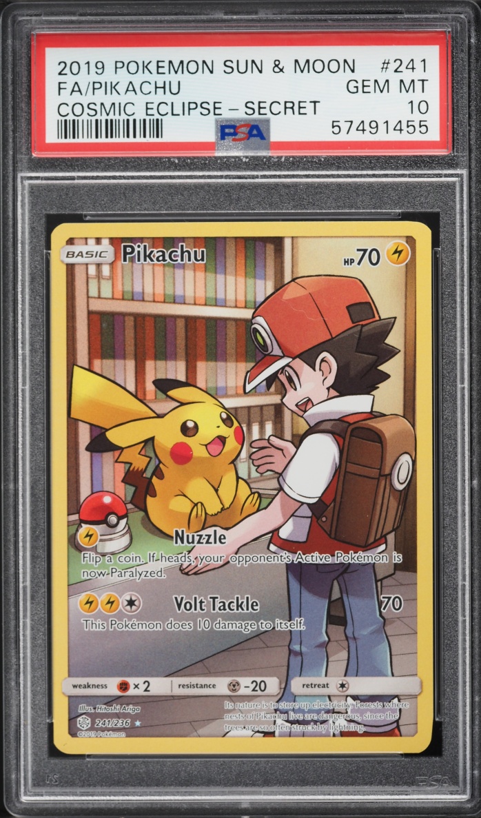 2019 Pokemon Sun & Moon Cosmic Eclipse SEC Pikachu #241 PSA 10 GEM MINT