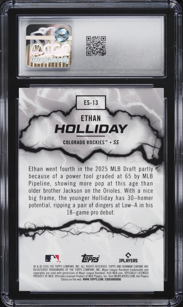 2026 Bowman Chrome Electric Sluggers Ethan Holliday PROSPECT #ES-13 CGC 8 NM-MT