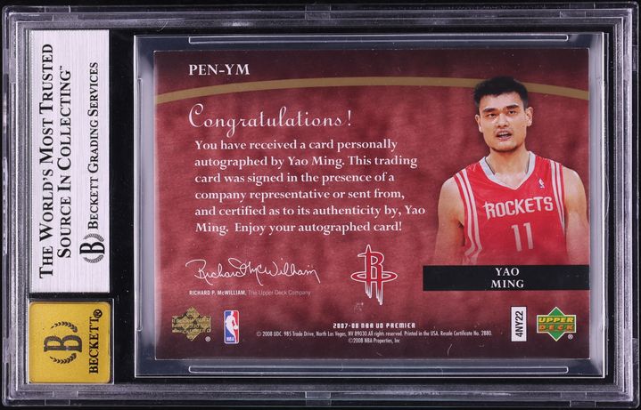 2007 Upper Deck Premier Penmanship Gold Yao Ming AUTO /11 #YM BGS 9 MINT - Photo 2