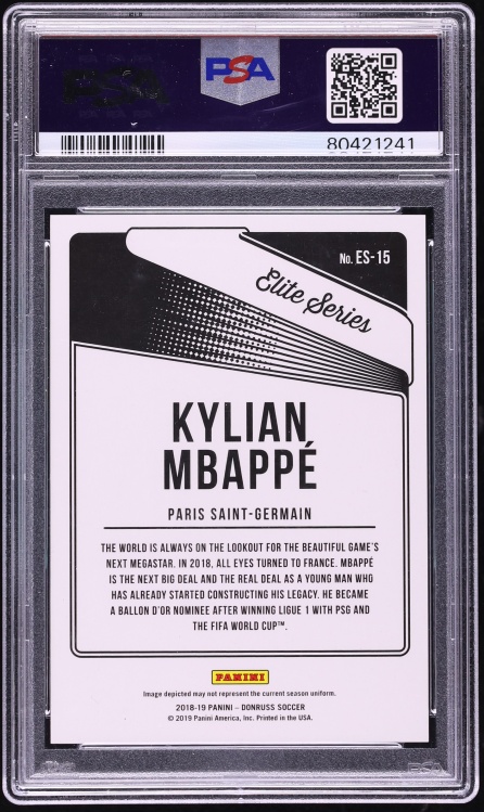 2018 Donruss Elite Series Gold Kylian Mbappe ROOKIE /75 #ES-15 PSA 9 MINT - Photo 2
