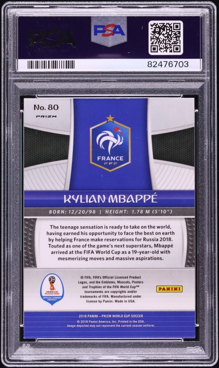 2018 Panini Prizm World Cup Red Mosaic Kylian Mbappe ROOKIE #80 PSA 10 GEM MINT - Photo 2