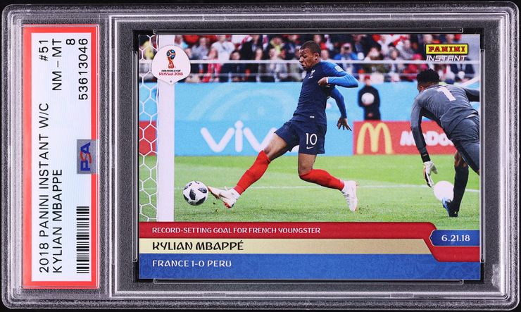 2018 Panini Instant World Cup Kylian Mbappe ROOKIE /156 #51 PSA 8 NM-MT - Photo 1