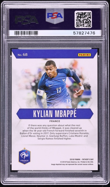 2018 Panini Father's Day Kylian Mbappe ROOKIE /399 #68 PSA 9 MINT - Photo 2