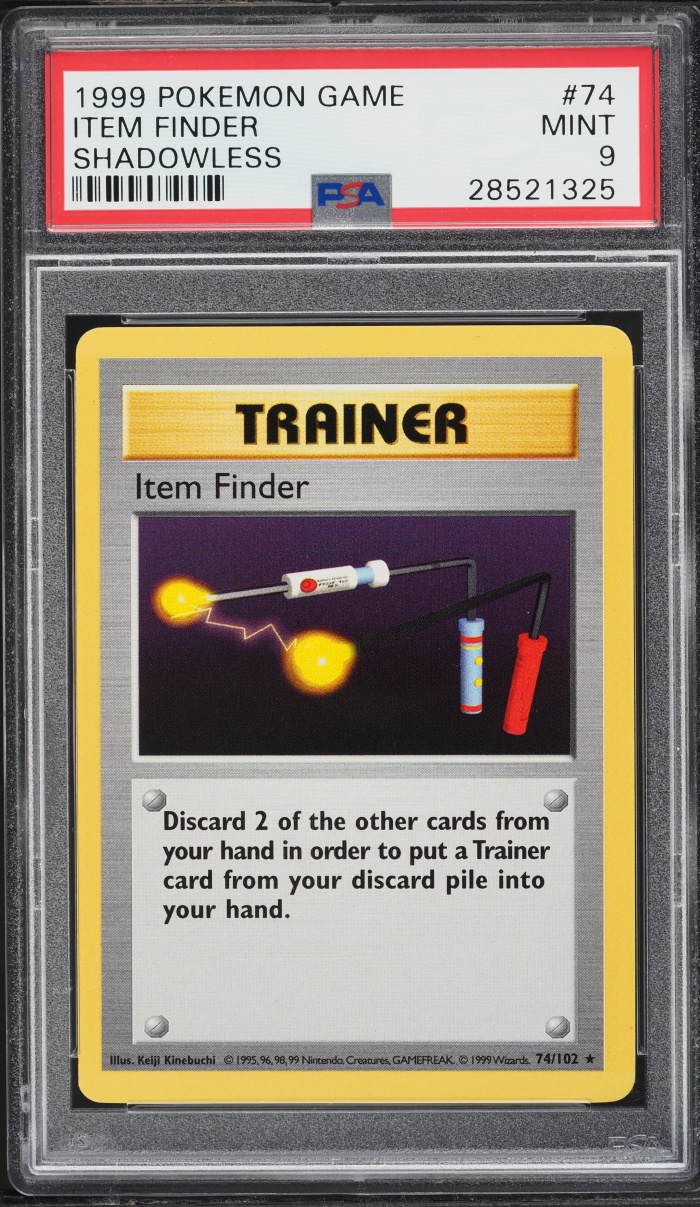1999 Pokemon Base Set Shadowless Item Finder #74 PSA 9 MINT