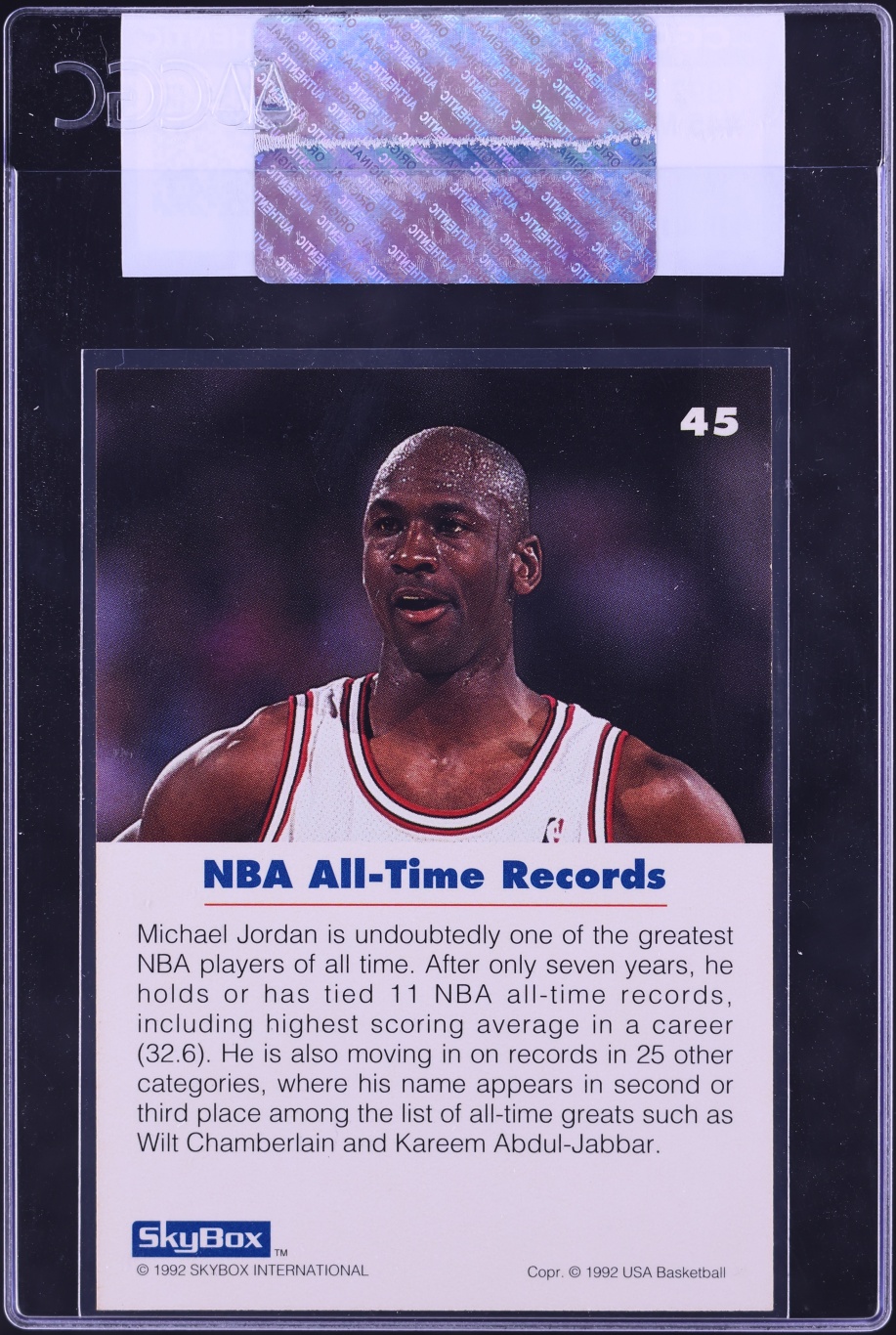 1992 Skybox USA Basketball Michael Jordan #45 CGC AUTH