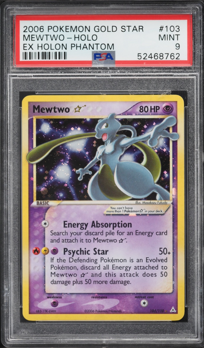 2006 Pokemon EX Holon Phantoms Holo Mewtwo Gold Star #103 PSA 9 MINT