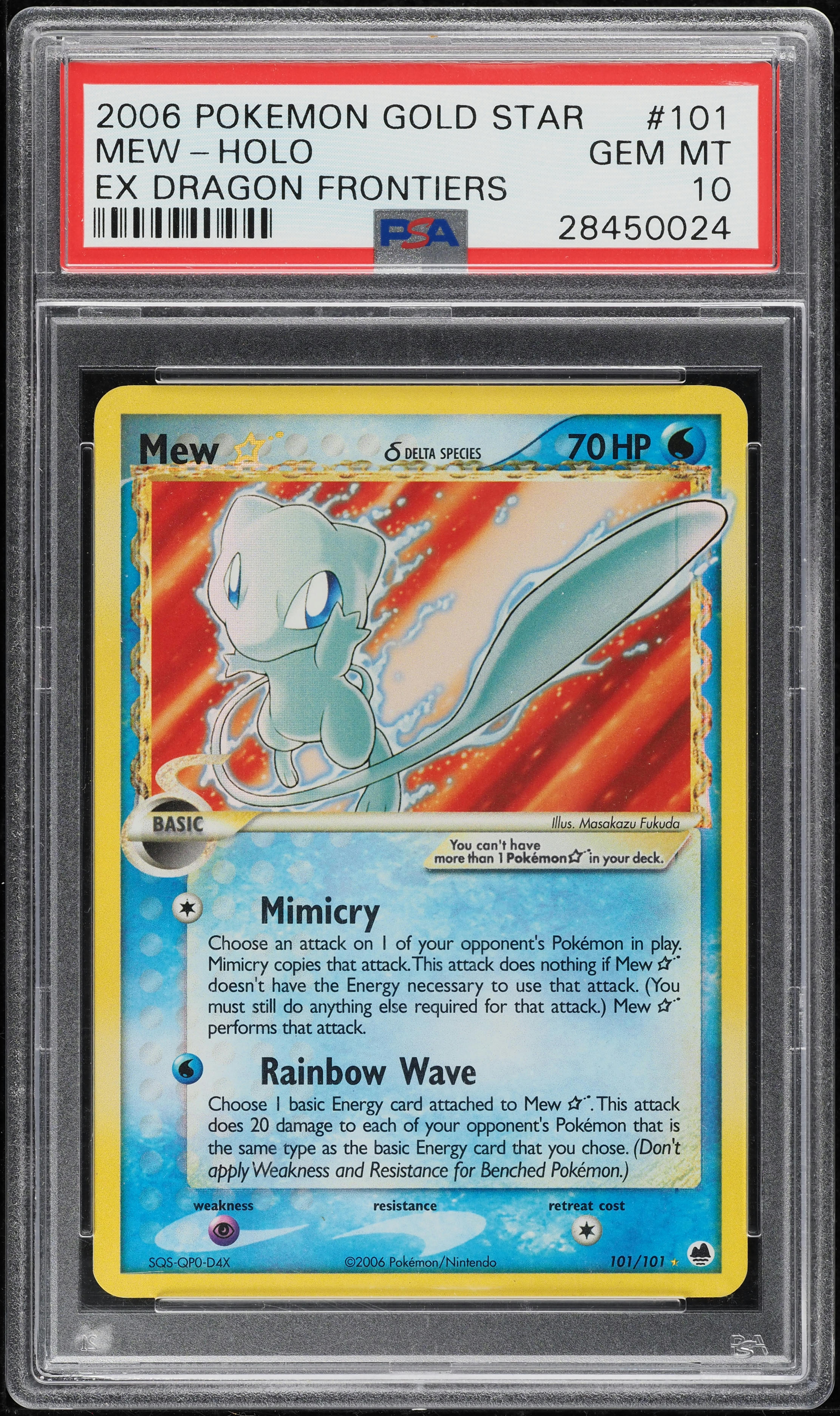 2006 Pokemon EX Dragon Frontiers Holo Mew Gold Star #101 PSA 10 GEM MINT