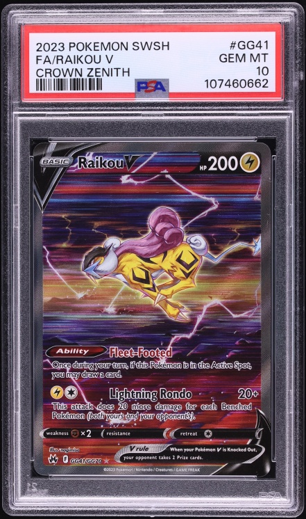 2023 Pokemon Sword & Shield Crown Zenith Alt Art Raikou V #GG41 PSA 10 GEM MINT