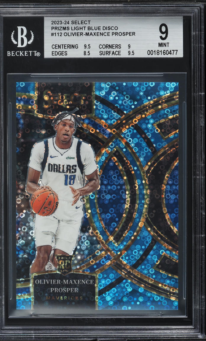 2023 Select Premier Prizm Light Blue Disco Olivier-Maxence Prosper ROOKIE /99 #112 BGS 9 MINT