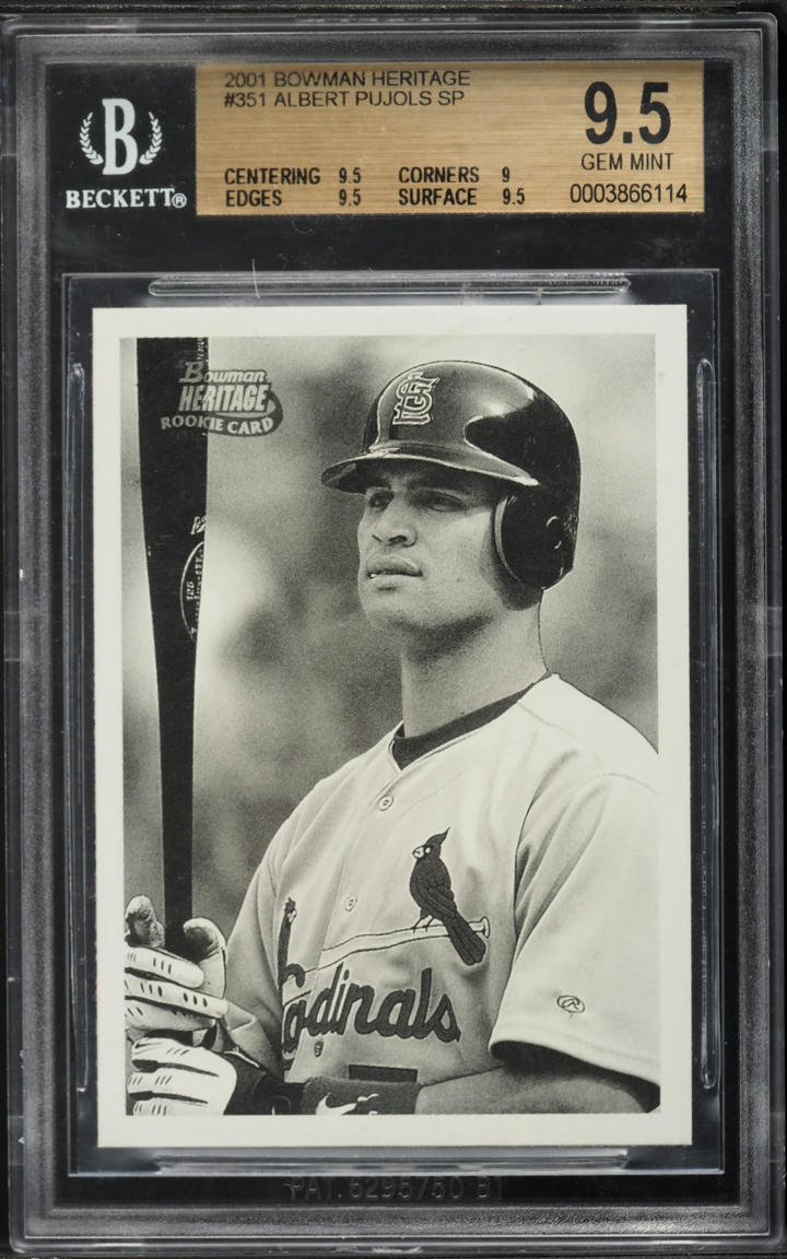 2001 Bowman Heritage Albert Pujols ROOKIE #351 BGS 9.5 GEM MINT