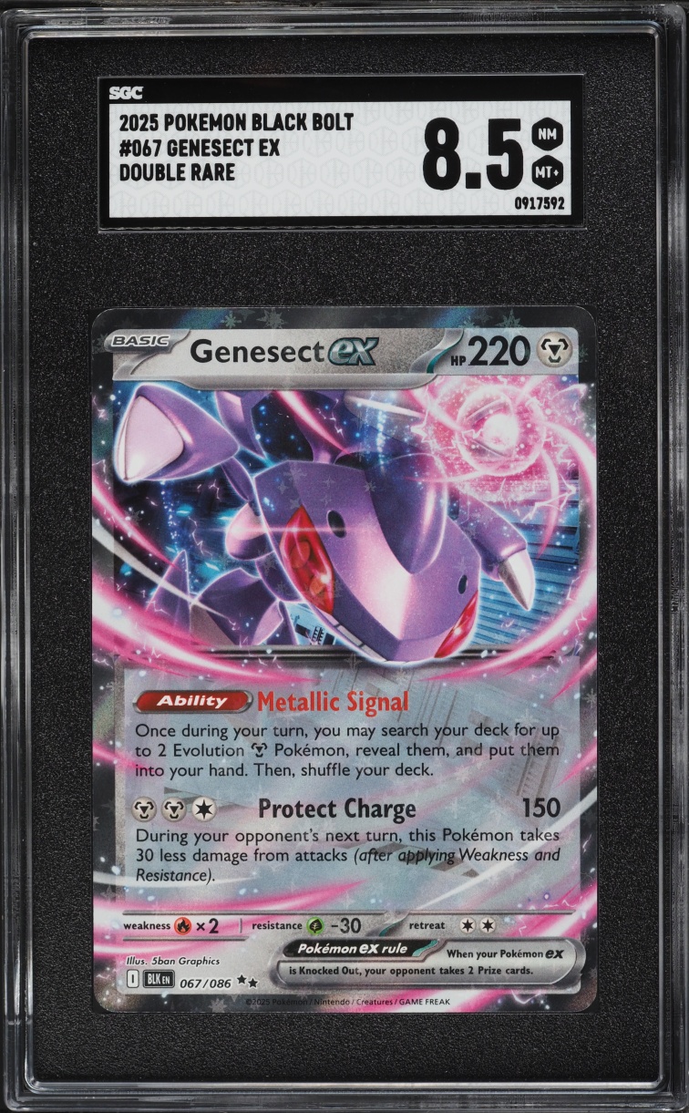 2025 Pokemon Scarlet & Violet Black Bolt Double Rare Genesect EX #067 SGC 8.5 NM-MT+