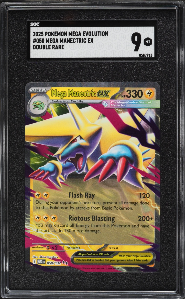 2025 Pokemon Mega Evolution Holo Mega Manectric Ex #050 SGC 9 MINT