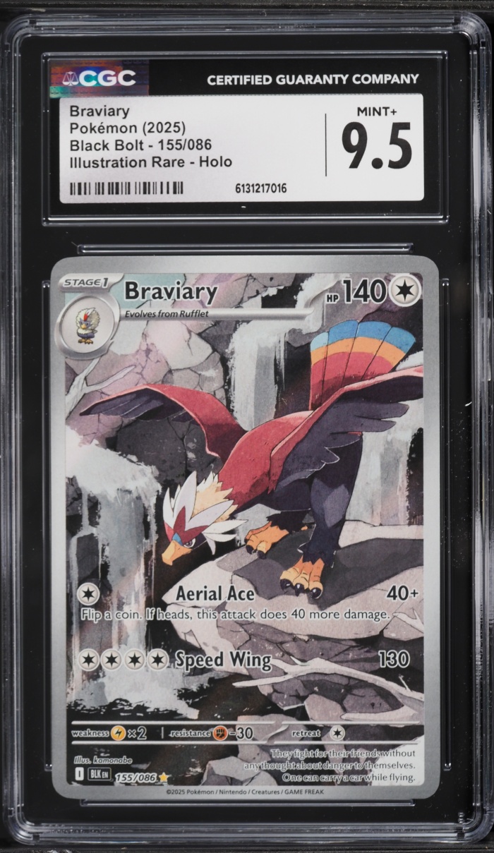 2025 Pokemon Scarlet & Violet Black Bolt IR Braviary #155 CGC 9.5 MINT+