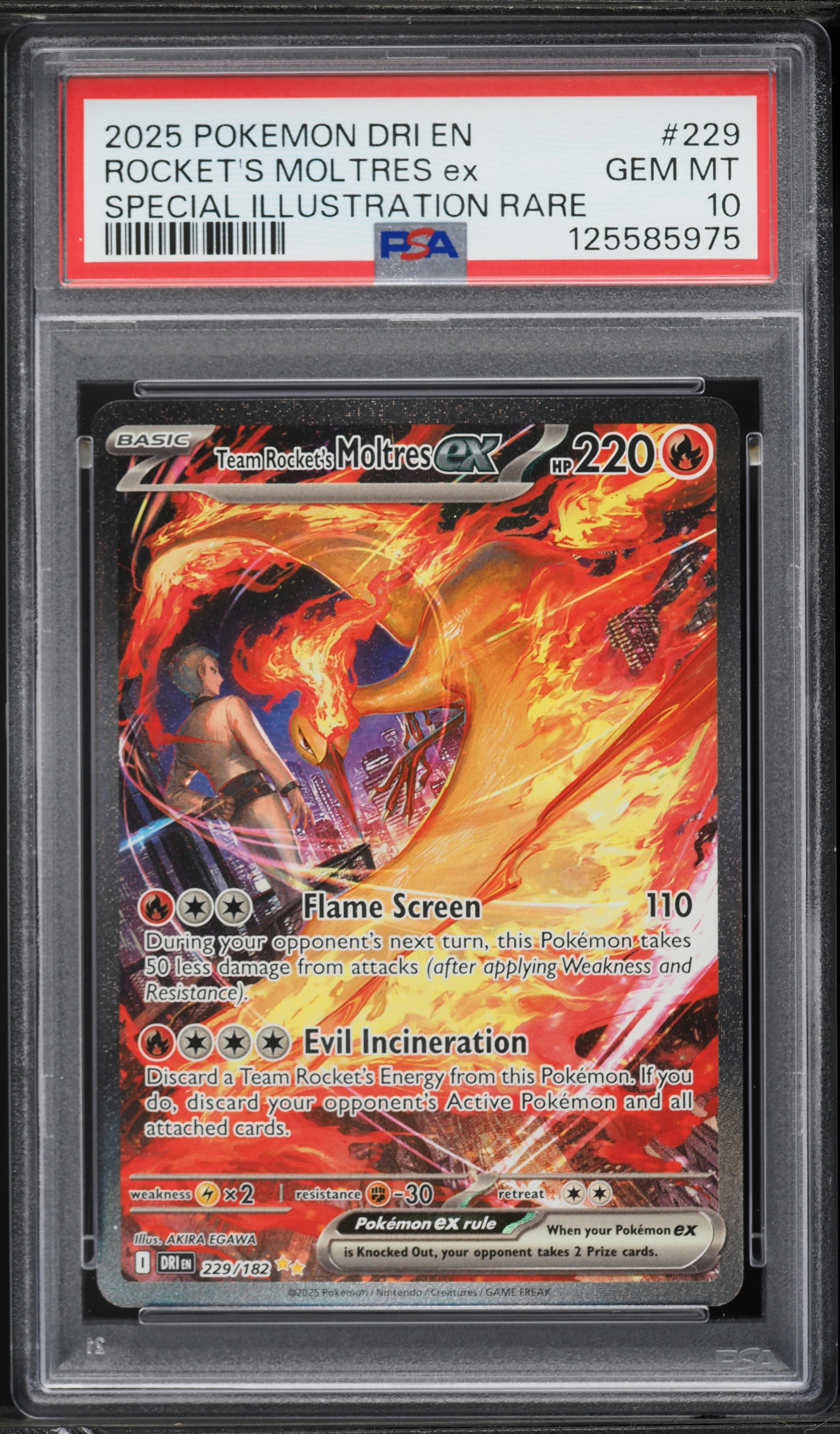 2025 Pokemon Scarlet & Violet Destined Rivals SIR Team Rocket's Moltres EX #229 PSA 10 GEM MINT