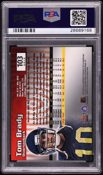 2000 Fleer Mystique Gold Tom Brady ROOKIE #103 PSA 10 GEM MINT