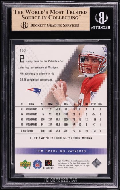 2000 SPx Football Tom Brady ROOKIE /1350 #130 BGS 9.5 GEM MINT