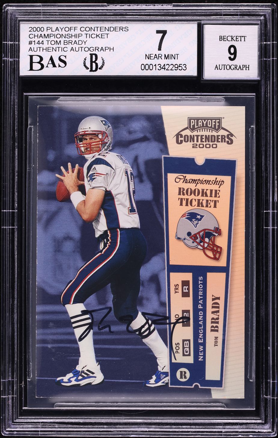 2000 Playoff Contenders Championship Ticket Tom Brady RC AUTO 1/100 BAS BGS 7