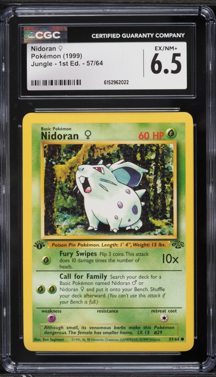 1999 Pokemon Jungle 1st Edition Nidoran #57 CGC 6.5 EXMT+