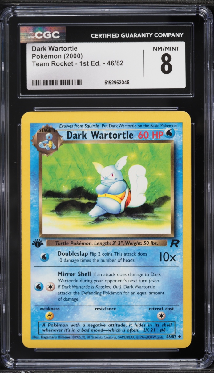 2000 Pokemon Team Rocket 1st Edition Dark Wartortle #46 CGC 8 NM-MT